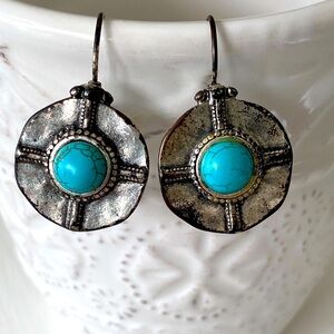 Vintage Turquoise Medallion Drops Vibes Bohemian Earrings Southwestern Modern